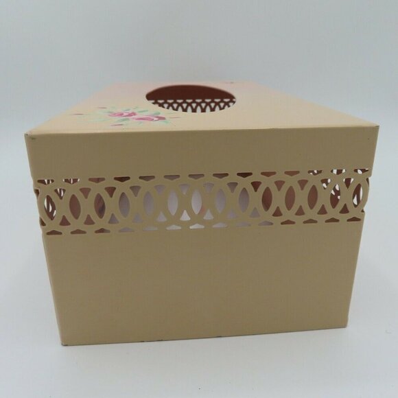 Simply Shabby Chic Tissue Box Cover Pink Rose Flower Floral Metal Rachel Ashwell - Picture 6 of 10